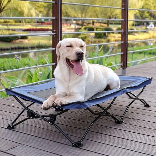 Dog Bed Kennels Round with Removable Cover Trainer Solid Frame Pet Raised Dog Bed Elevated Bed for Large Dog Skid-Resistant Feet