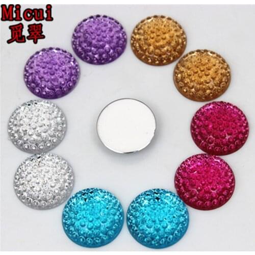 Micui 100pcs 16mm Round Acrylic Rhinestone Flatback Crystals and Stones Beads Gems No Hole ZZ116