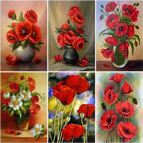 5D DIY Diamond Painting Vase Cross Stitch Kit Full Square Drill Embroidery Mosaic Flower Rose Picture Resin Home Decor Gift