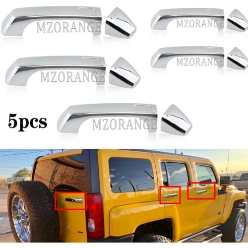 ABS CHROME Car Door Handle COVERS chrome Exterior Outside for Hummer H3 H3T 06-10 TRIM BEZEL 07 08 09 Front & Rear Set of 5