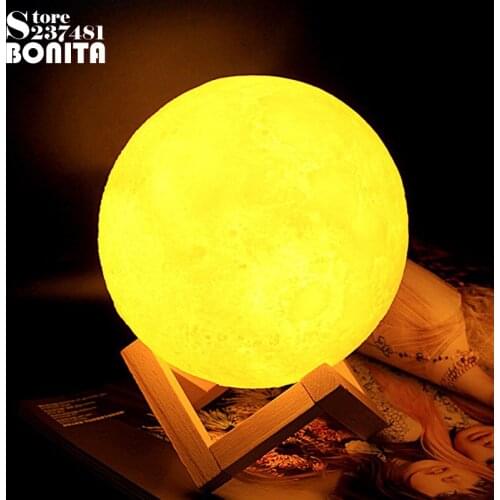 3D Moon Light Night light Charging table lamp for bedroom romantic starry Small Desk lamp Christmas gift birthday present