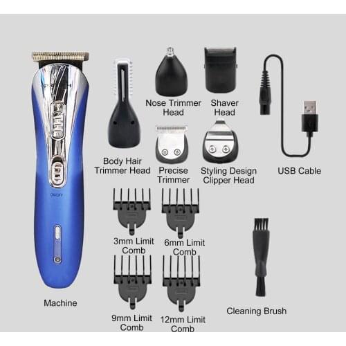 NEW Professional Mens Hair Clipper Rechargeable electric Beard Trimmer Body Nose Hair Trimmer Razor 6 in 1 Hair Trimmer