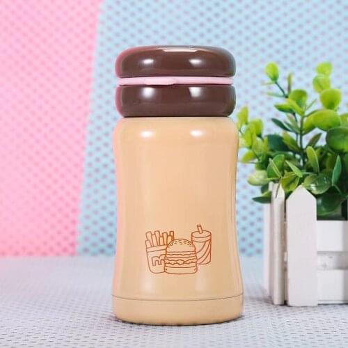 New Child Cartoon Burger Thermos Water Cup Stainless Steel Student Insulation Water Bottles with Rope Gift Kids Cup
