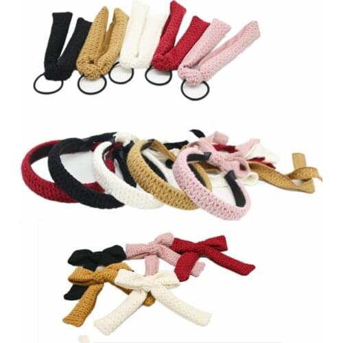NEW WINTER cable knitted braided style long tail headband scruchy fashion hair accessories