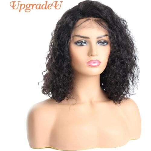 UpgradeU Bob Curly Lace Front Wig 150 Density Short Bob Curly Human Hair Wigs Preplucked Brazilian Lace Front Human Hair Wigs
