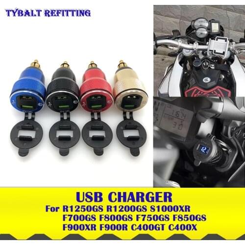 Quick charge3.0 dual USB charger cigarette lighter for BMW c400x 400gt r1250gs f750gs motorcycle Hella DIN socket LED dispaly
