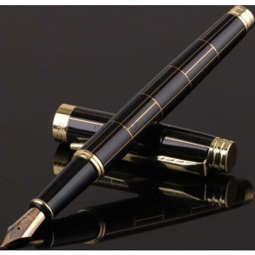 Luxury Mens Grid Fountain Pen 0.5mm Nib Business Writing Signing Calligraphy Pens Office Stationery Supplies