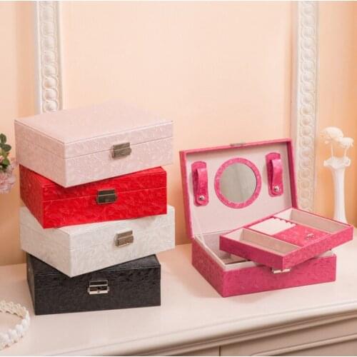 Pu Leather Storage Boxes Jewelry Box Wedding Gift Makeup Storage Bin Earrings Ring Organizer 1Pc