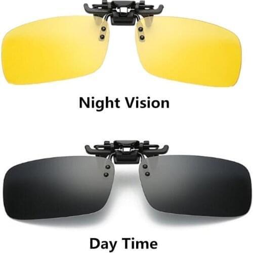 Clip On Style Sunglasses UV400 Polarized Fishing Eyewear Day Time / Night Vision Glasses