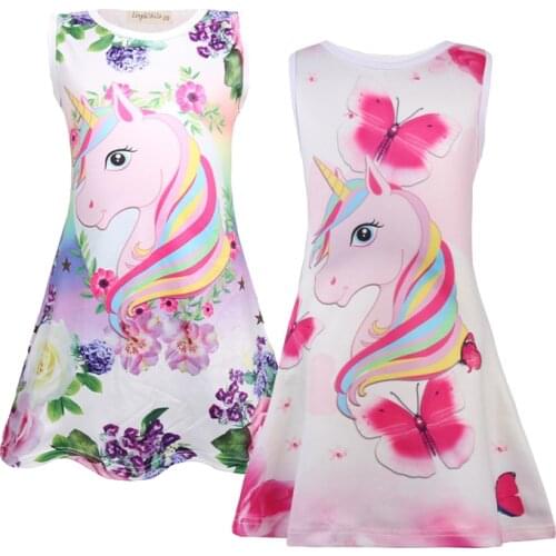 Super Affordable Promotional Clothes 3-8 Years Old Unicorn Girls Dress Summer Christmas Birthday Party Costume Children Clothing