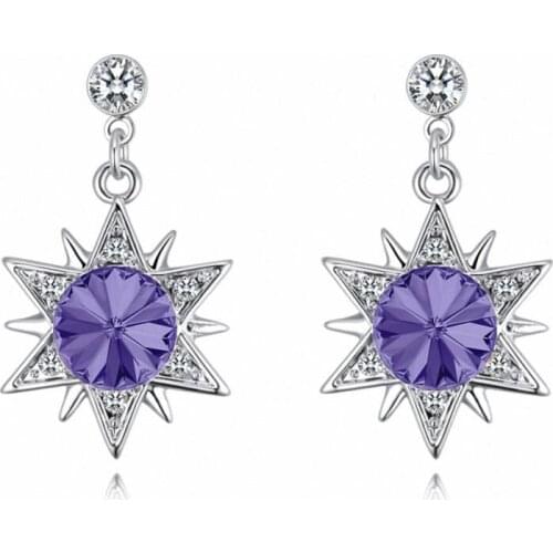 TRACYSWING Brand Real Austrian Crystals Fashion trendy Dangle Earrings For Women Gift White Gold Color #TW131839