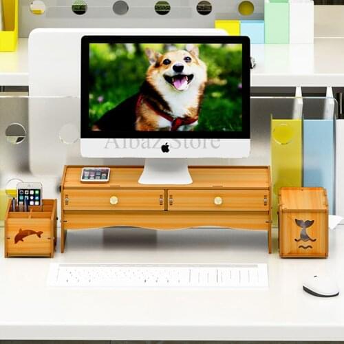 Office Computer Increased Rack Monitor Screen Base Heightened Desktop Keyboard Storage Organize Computer Desk Organizer