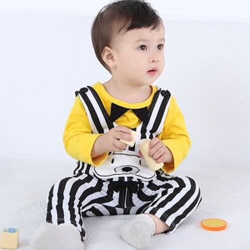 Spring And Autumn Baby Clothes Suit Boys Girls Casual Cotton T-Shirt+Overalls 2pcOutfit Toddler Costume Kids Bib Pants Clothing
