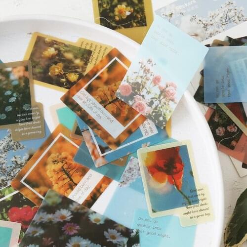 40 Pcs/set Vintage Stickers Fall Flowers Letter Bullet Journal Decorative Sticker Diary Stationary Album Sticker Flakes Scrapboo