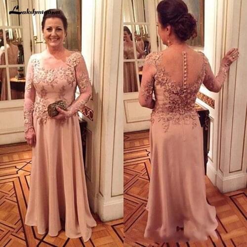 Vintage Mother Of The Bride Dresses Jewel Neck Lace Appliques Flowers Illusion Satin Plus Size Evening Dress Wedding Guest Dress