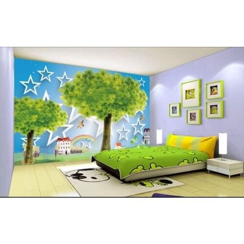 Custom papel DE parede infantil, trees and the stars for children room sitting room background wall vinyl which papel DE parede