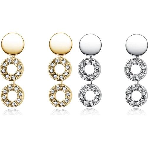 Women Earring Fashion Personality Round Circle Crystal Earrings For Lady Simple Wild Earring Jewelry Gift Hot Sale