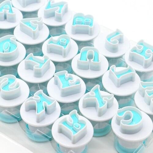 10/26pcs Upper Lowercase Alphabet Letter Number Fondant Cookie Cutter Plastic Letters Fondant Cutter Baking Cupcake Mold Tools