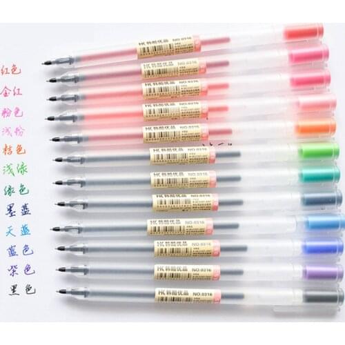 12 Pcs/lot 0.5mm Gel Pen Colorfule Cute Ink Maker Pen School Office Supply12 Colours Papelaria Material Escolar