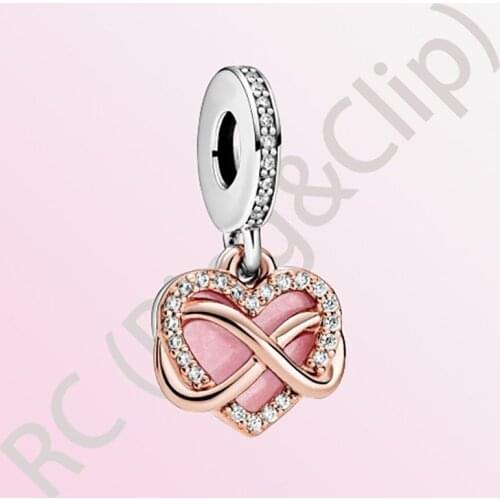 2020 New Arrival S925 Sterling Silver Beads Sparkling Infinity Heart Dangle Charms fit Original Pandora Bracelets Women Jewelry