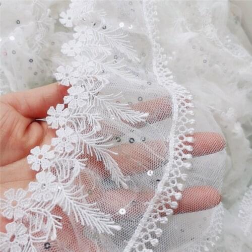 5yard Multi choice lace trims Wave Ruffle trims and ribbons for wedding dress accessories Pearl beaded trimming for clothes