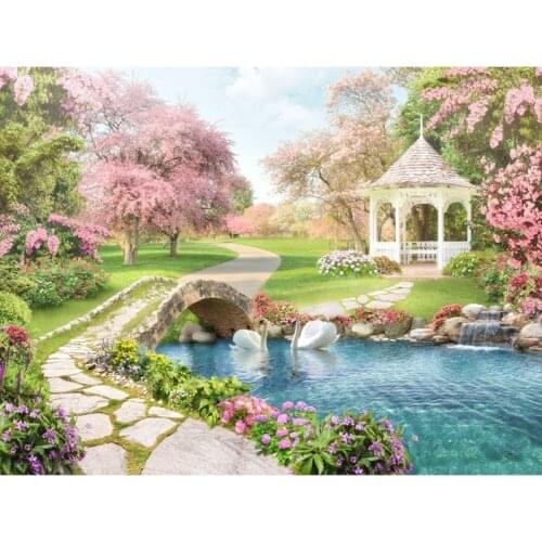 5D Diamond Painting Flower Swan Swimming in the Garden Landscape Embroidery Cross Stitch Mosaic Home Decoration Handmade