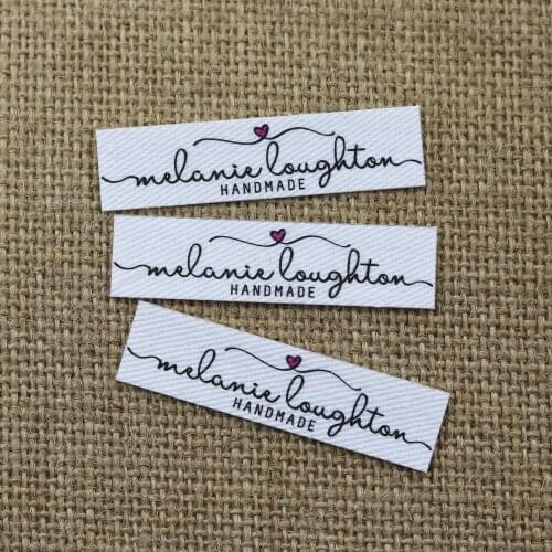 96 pieces Custom logo labels, Name iron on label, Custom Clothing tags, Organic Cotton Labels
