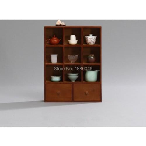 Bamboo Tea Rack with Drawer Teaware shelf teapot shelf Tea Trays Tea Saucer Chinese teacup collection Crafts display tray