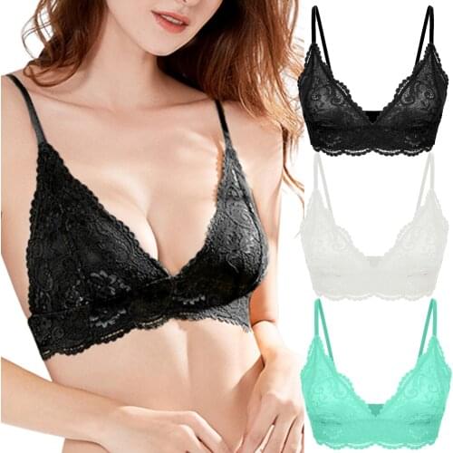 Varsmiss Sexy Wireless Bra V-Neck Beauty Back Bra Lace Pattern Comfortable Lightweight Underwear