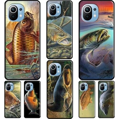 Carp Fishing For POCO X3 NFC M3 Case For Xiaomi Mi Note 10 Lite A2 8 9 Mi 9T 10T Pro Mi 11 Back Cover