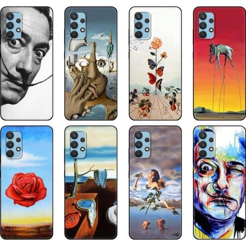 Black tpu Case For Samsung galaxy A32 A42 A52 A72 4g 5g S21 PLUS ultra back cover Salvador Dali