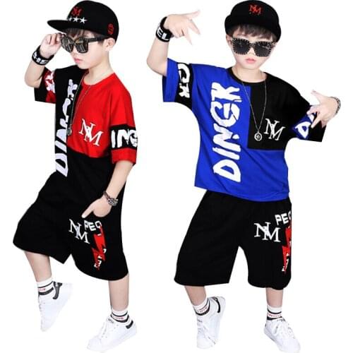 Childrens Clothing 2019 Summer New Boy Set Letter Short Sleeve Cotton T-Shirt + Shorts Street Dance cool Hip-Hop kids clothes