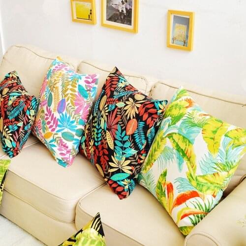30x45/45x45/40x60/55x55cm colorful leaves printed cotton cushion cover pillowcase sofa chair backrest waist pillow cover