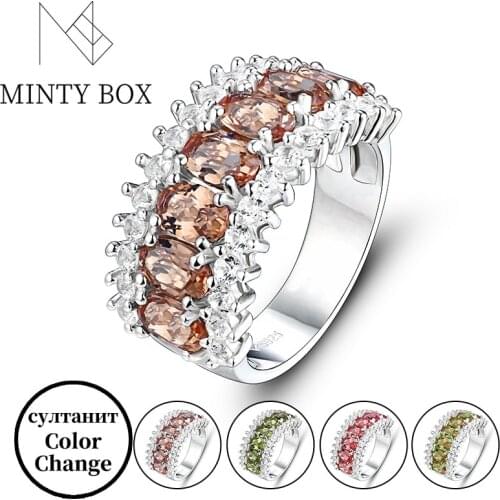 Mintybox Sultanite Gemstone Ring for Women Solid 925 Sterling Silver Jewelry Oval 4*6 Jewelry Engagement New Arrival 2021