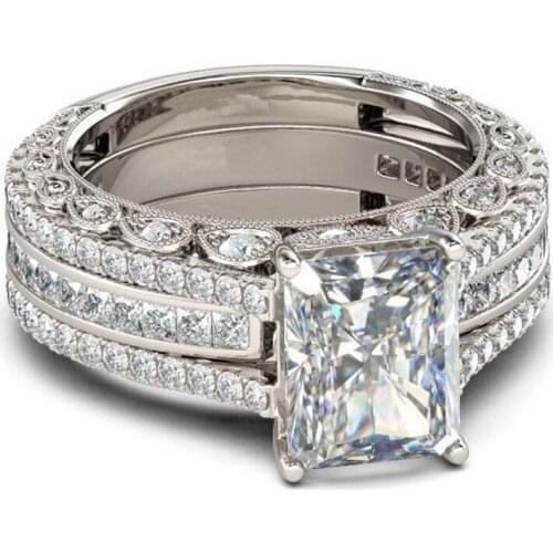 Ring Luxury Zircon Ring Silver Plated Wedding Couple Pair Ring Set Direct Selling