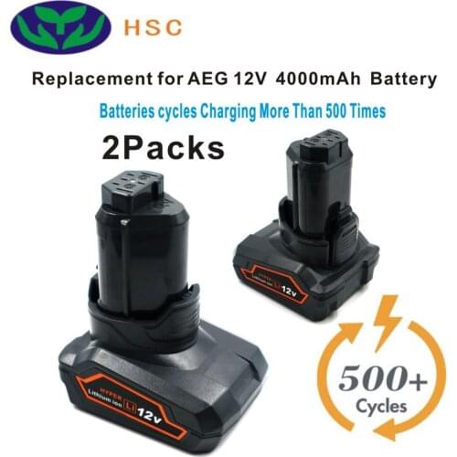 2PCS 4.0Ah 18650 Battery pack AEG12D Li-ion Battery 12V Replacement for AEG 12v Battery 3520 584932 954932 L1215 L1215R R86048