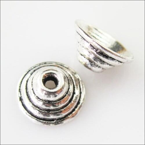 Fashion 40Pcs Tibetan Silver Color Cone End Bead Caps Connectors 10mm