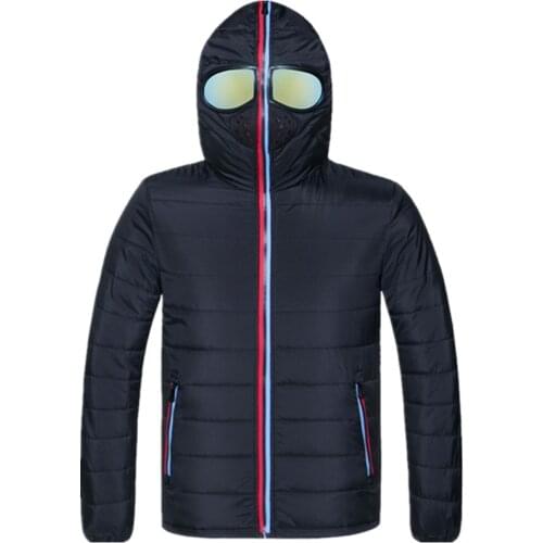 Hooded with Glasses Men Winter Brand parka Warm Thick Jacket Parkas Coat Men New Autumn Outwear Windproof Hat Parkas Jacket Men