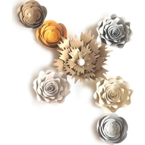 Handmade Cardstock Rose DIY Paper Flowers Leaves Set For Wedding & Event Backdrops Decorations Nursery Wall Deco Video Tutorials