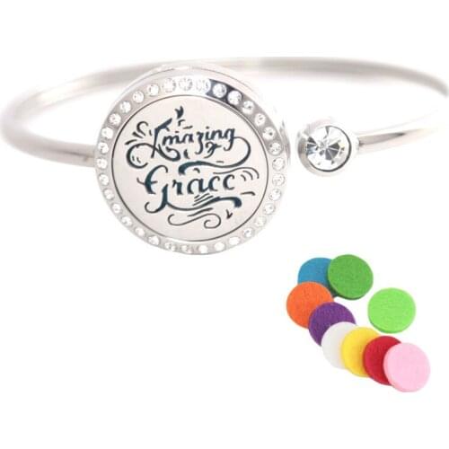 Stainless steel 25mm Magnet Crystal Aromatherapy locket Bracelet Bangle essential oil diffuser locket bracelet