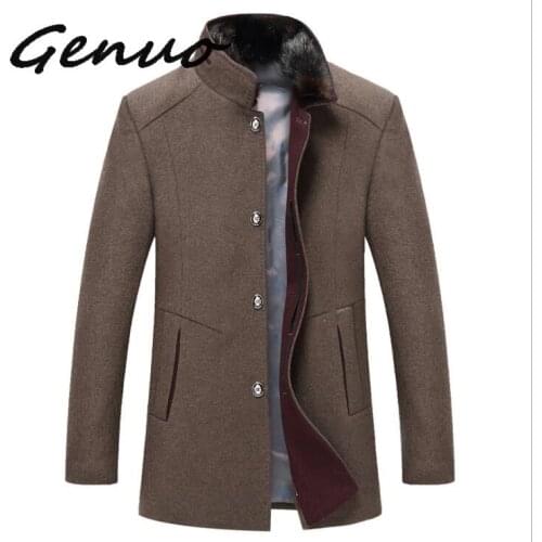 2019 New Winter High Quality Mens Wool Coats,men 38% Woolen Casual Trench Coat With Fur Collar Windbreaker Jacket