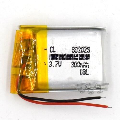 5Pcs Rechargeable Li-Polymer Lithium Battery 3.7V 802025 300mAh Battery With PMC For Toy MP3 MP4 GPS Speaker LED Light Camera