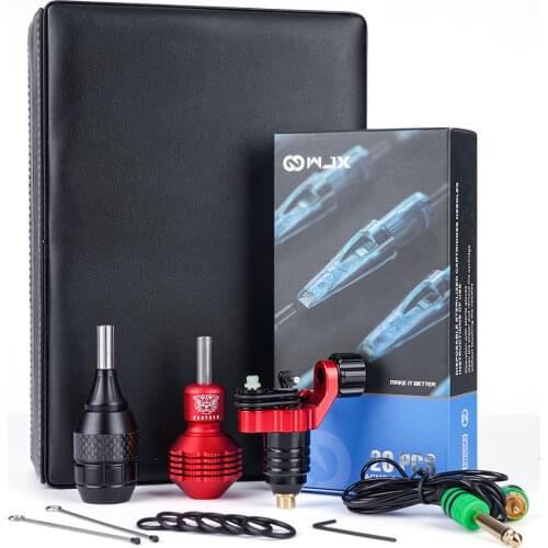 Dragonhawk Belt Direct Drive Motor RCA Interface Adjustable Stroke with Two Grips Gift Leather Box Rotary Tattoo Machine Kit