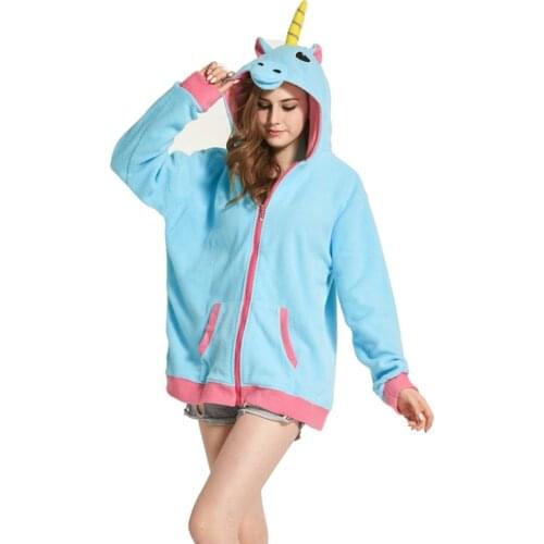 Blue Pegasus Unicorn Women Men Hoodie Animal Cartoon Jacket unicornio Cosplay Tracksuits Zipper Gardigan Sweatshirts