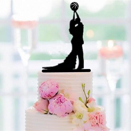 Sports Style Play Basket ball Couple Bride and Groom Wedding Cake Topper for Wedding / Birthday Cake Accessory
