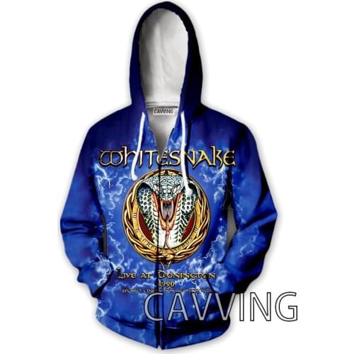 CAVVING 3D Print WHITESNAKE Band Zipper Hoodies Zip Up Hooded Sweatshirt Harajuku Hoodie Hip Hop Sweatshirts for Men/women