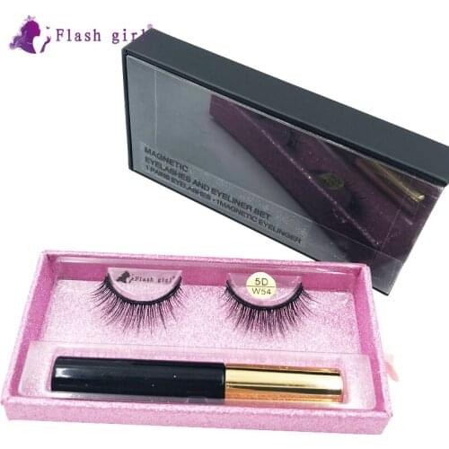 Flash Girl 5D-W series W 54 top grade mink magnetic eyelashes and eyeliner suit