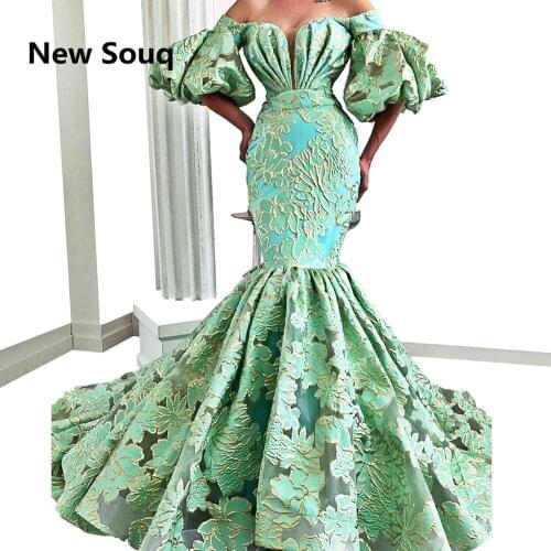 Embroidery Mermaid Prom Dresses Off Shoulder Evening Dress vestido de fiesta Party Gowns Saudi Arabic