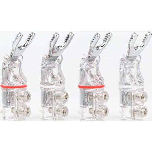 4Pcs hi-end speaker cable connector adapter hifi audio Y Spade plug rhodium plated pure copper Speaker Terminal Connector