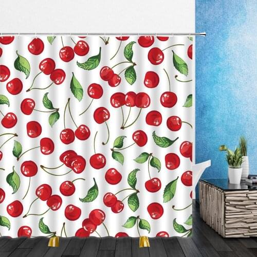 Cartoons Fruits Shower Curtains Cherry Grape Apple Pear Painting 3D Print Bathroom Home Decor Waterproof Polyester Cloth Curtain